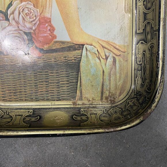 Vintage Coca Cola Tray Advertising 1916 World War 1 Girl‎ "Elaine" - Picture 3 of 7